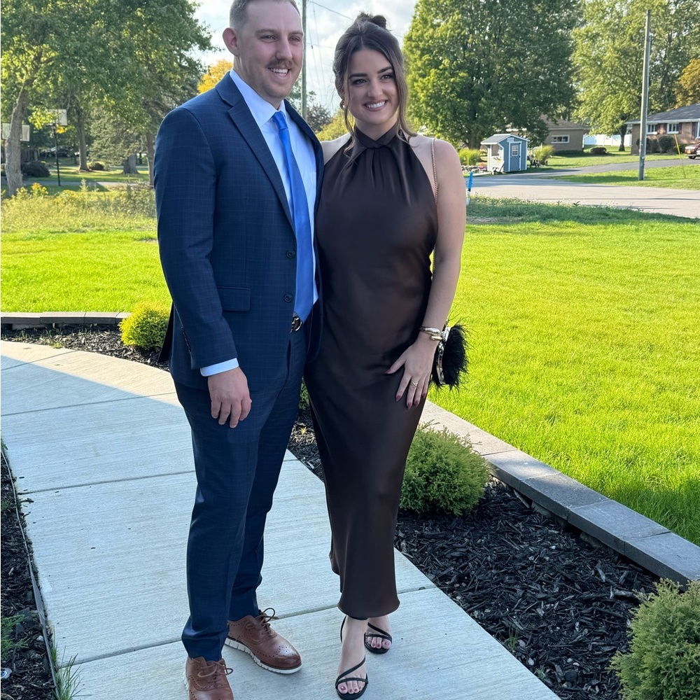 Zara Dark Brown Satin Dress